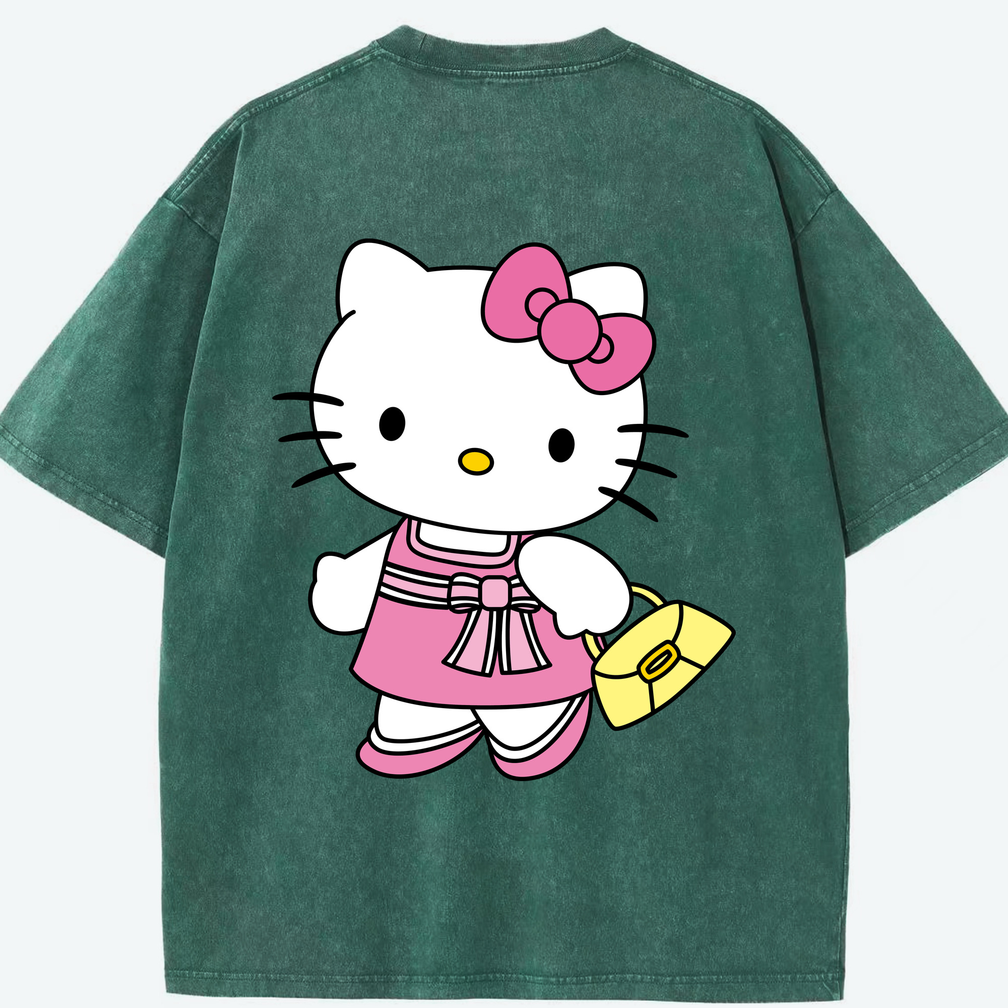 （画像用） Hello Kitty ハローキティ 綿100% ヴィンテージ風 半袖Tシャツ（背面プリント）